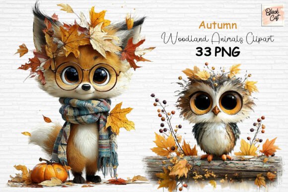 Download Autumn Woodland Animals Clipart Set PNG - Autumn woodland Collection