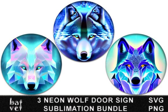 Download Neon Wolf Door Sign Bundle SVG Design - Door sign Collection