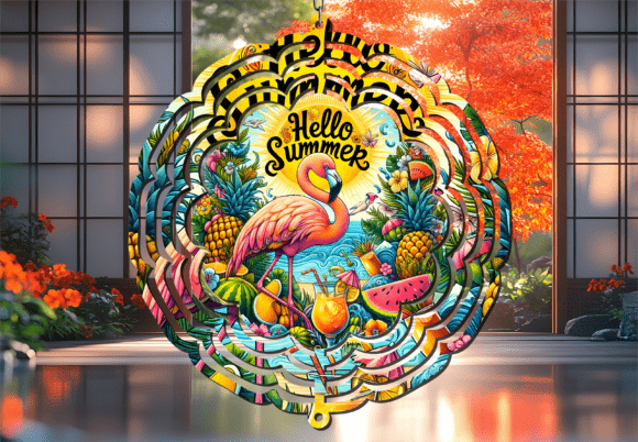 Download Hello Summer Fruit Flamingo Wind Spinner - Hello summer Collection