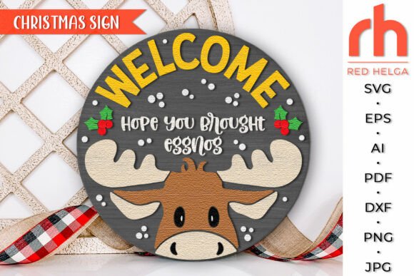 Download Moose Face Door Sign, Christmas Hanger - Door sign Collection