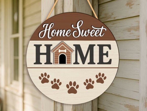 Download Home Sweet Home Dog Paw Door Sign SVG - Door sign Collection