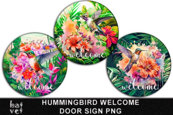 Download Hummingbird Welcome Door Sign Bundle PNG - Door sign Collection