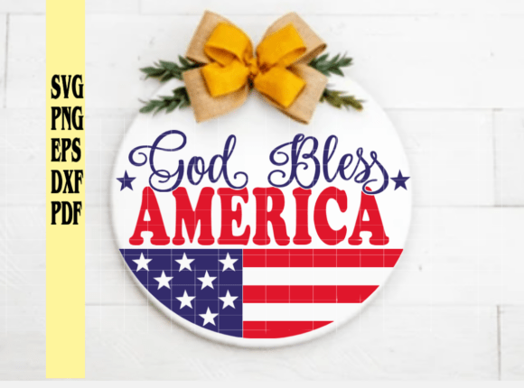Download God Bless America Round Front Door Sign - Door sign Collection