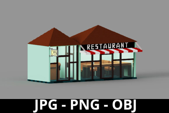 Download 3d Rendering Restaurant Voxel Art - Premium Resources