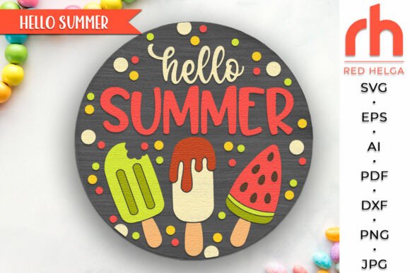 Download Hello Summer SVG, Popsicle Door Sign DXF - Hello summer Collection