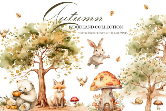 Download Autumn Woodland Animals Clipart Set - Autumn woodland Collection