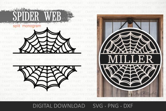 Download Spider Web Split Monogram Door Sign SVG - Door sign Collection