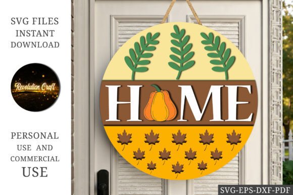 Download Home Pumpkin Round Door Sign SVG - Door sign Collection