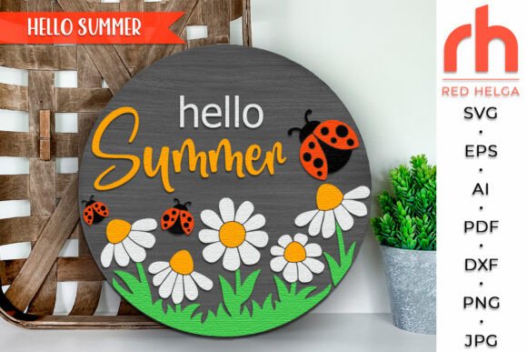 Download Hello Summer SVG, Layered Door Sign DXF - Hello summer Collection