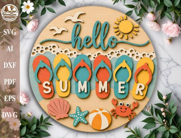Download Flip Flops Beach Door Sign Laser Cut SVG - Door sign Collection