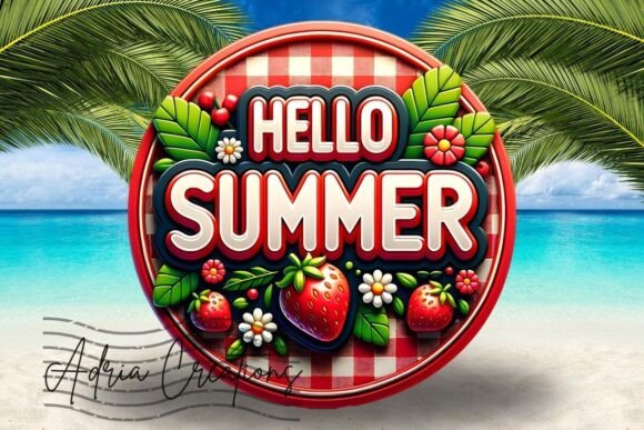 Download 3D Hello Summer Strawberry Welcome Sign - Hello summer Collection