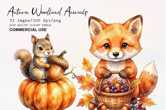 Download Autumn Woodland Animals Clipart Bundle - Autumn woodland Collection