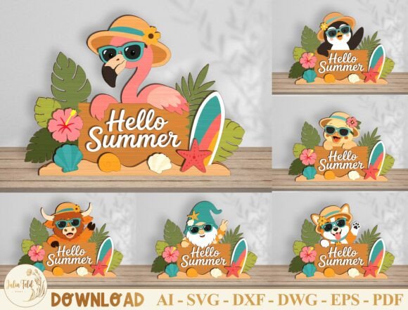 Download Hello Summer Laser Cut File SVG Bundle - Hello summer Collection
