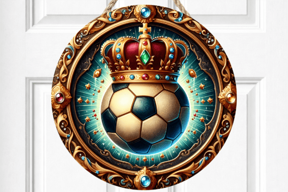 Download Royal Soccer Ball Crown Gold Door Sign - Door sign Collection
