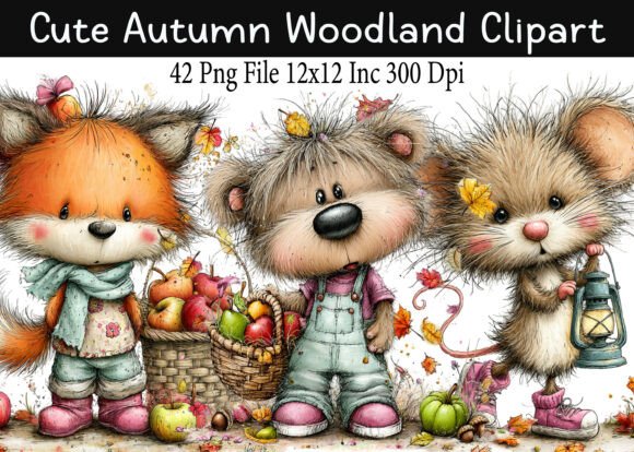 Download Cute Autumn Woodland PNG Clipart - Premium Bundle