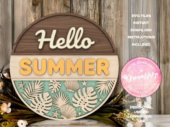 Download Hello Summer Wood Sign Cutfile - Hello summer Collection