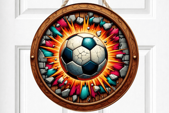 Download Soccer Ball Wall Break Art Door Sign - Door sign Collection