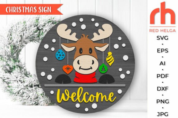 Download Xmas Deer Door Sign, Christmas Hanger - Door sign Collection