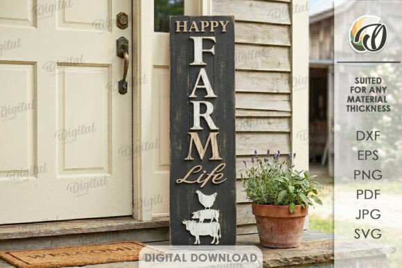 Download 3D Farm Vertical Door Sign Laser Cut - Door sign Collection