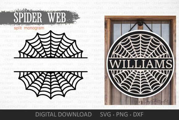 Download Spider Web Split Monogram Door Sign SVG - Door sign Collection