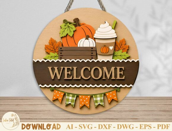 Download Autumn Welcome Door Hanger Laser Cut Svg - Premium Resources