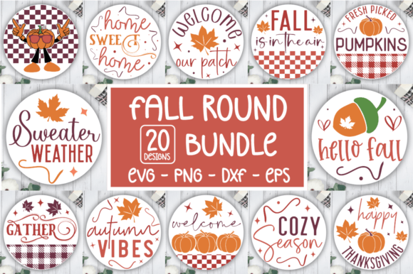 Download Fall /Autumn Round Door Sign SVG Bundle - Door sign Collection