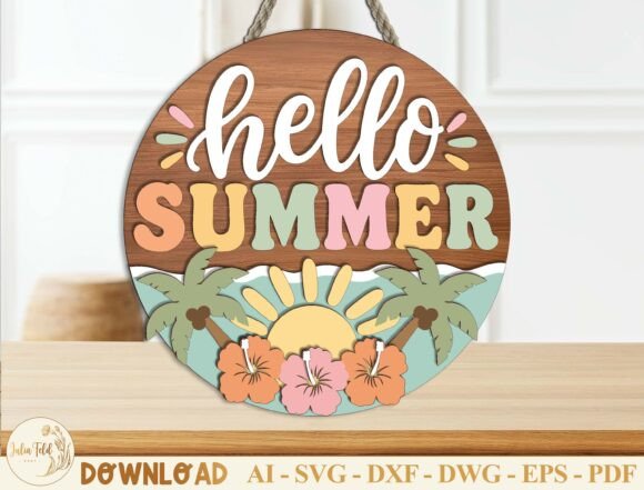 Download Hello Summer Door Sign Laser Cut SVG - Hello summer Collection